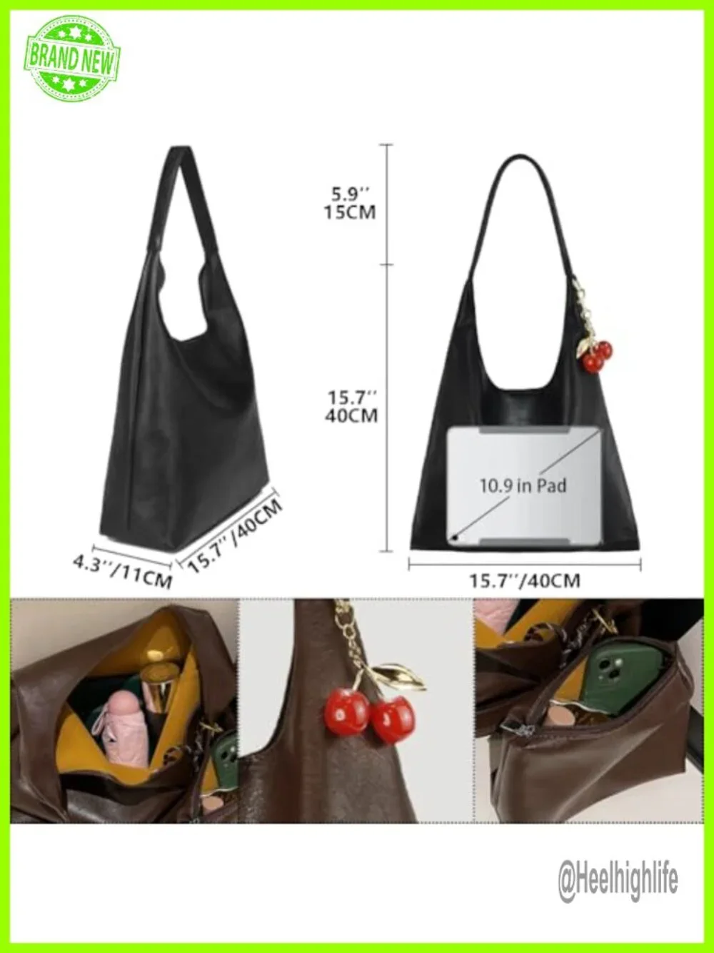 Vegan Hobo Bag PU Leather Slouchy Designer Crossbody Tote Handbag
